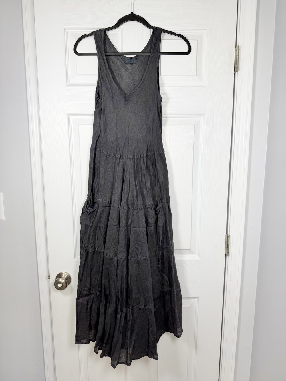 CP Shades Size XS • Gray Linen Lightweight Sleeveless Midi Dress.